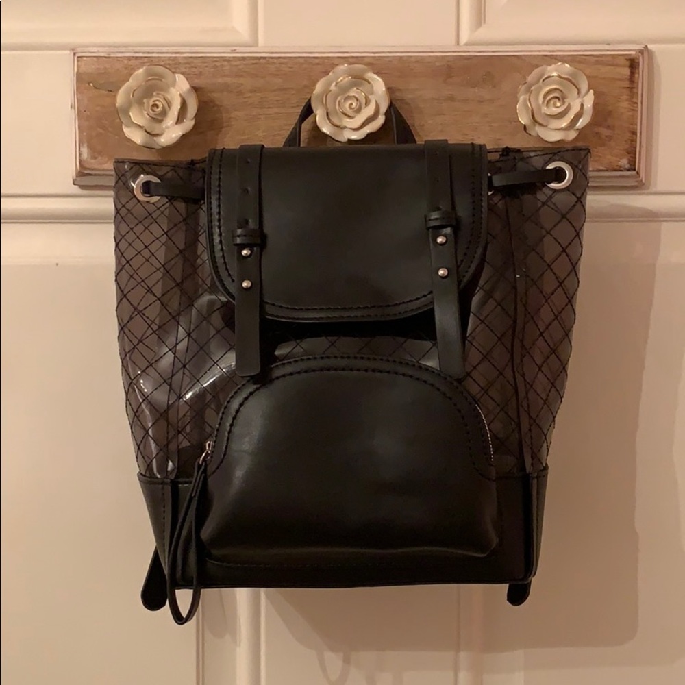 See through black backpack